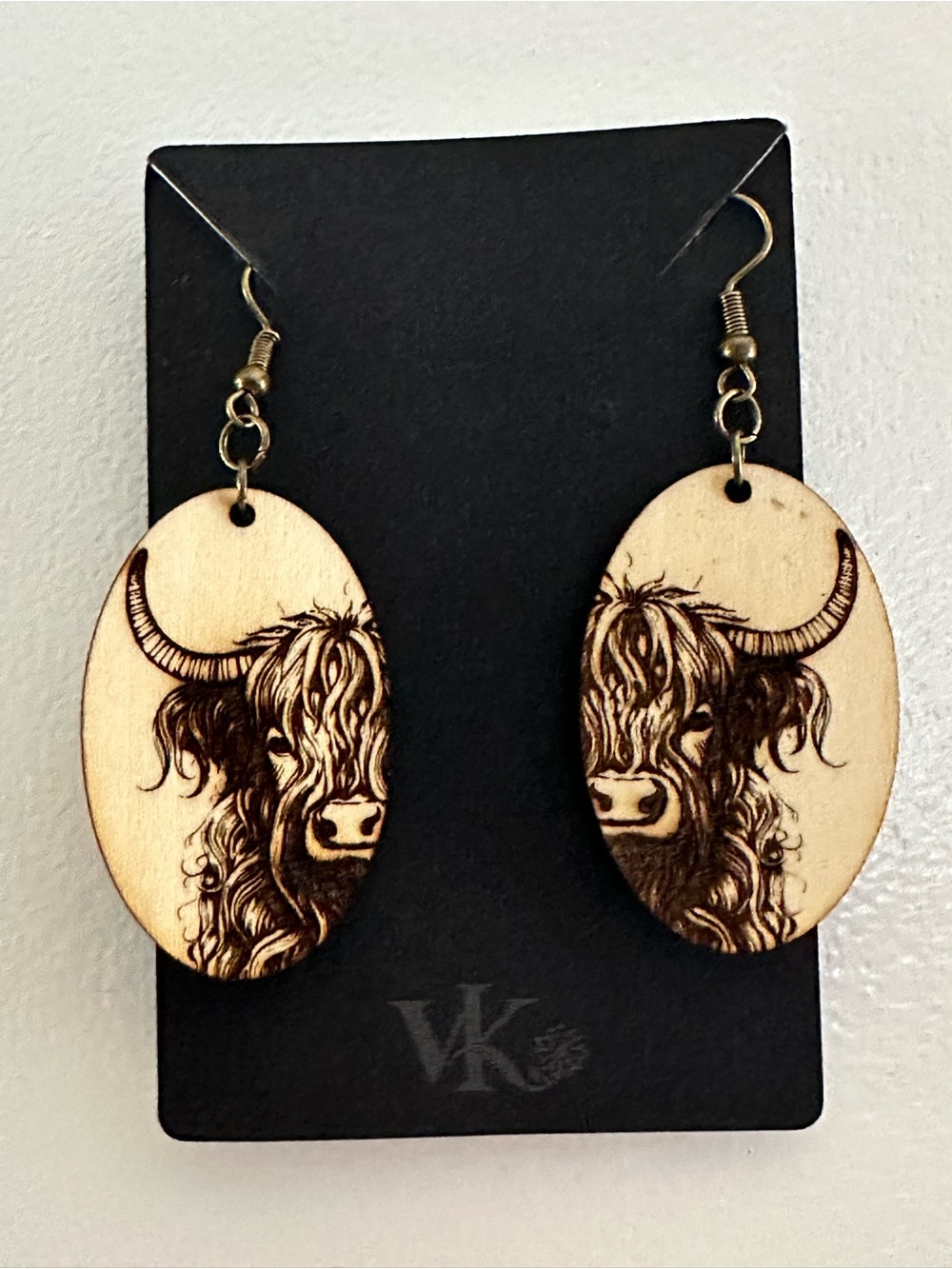 Highland Cow Wooden Rustic Earring